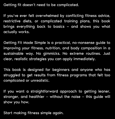 Back cover of the book Getting Fit Made Simple